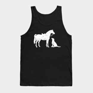 HORSE and DOG Motif Horse Dog Lover Tank Top